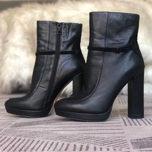 BCBG Tabitha Black Leather Booties